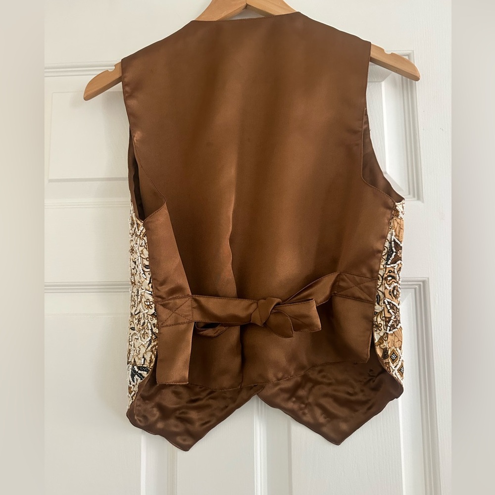 Vintage Patchwork Patterned Vest with Beaded Deta… - image 4
